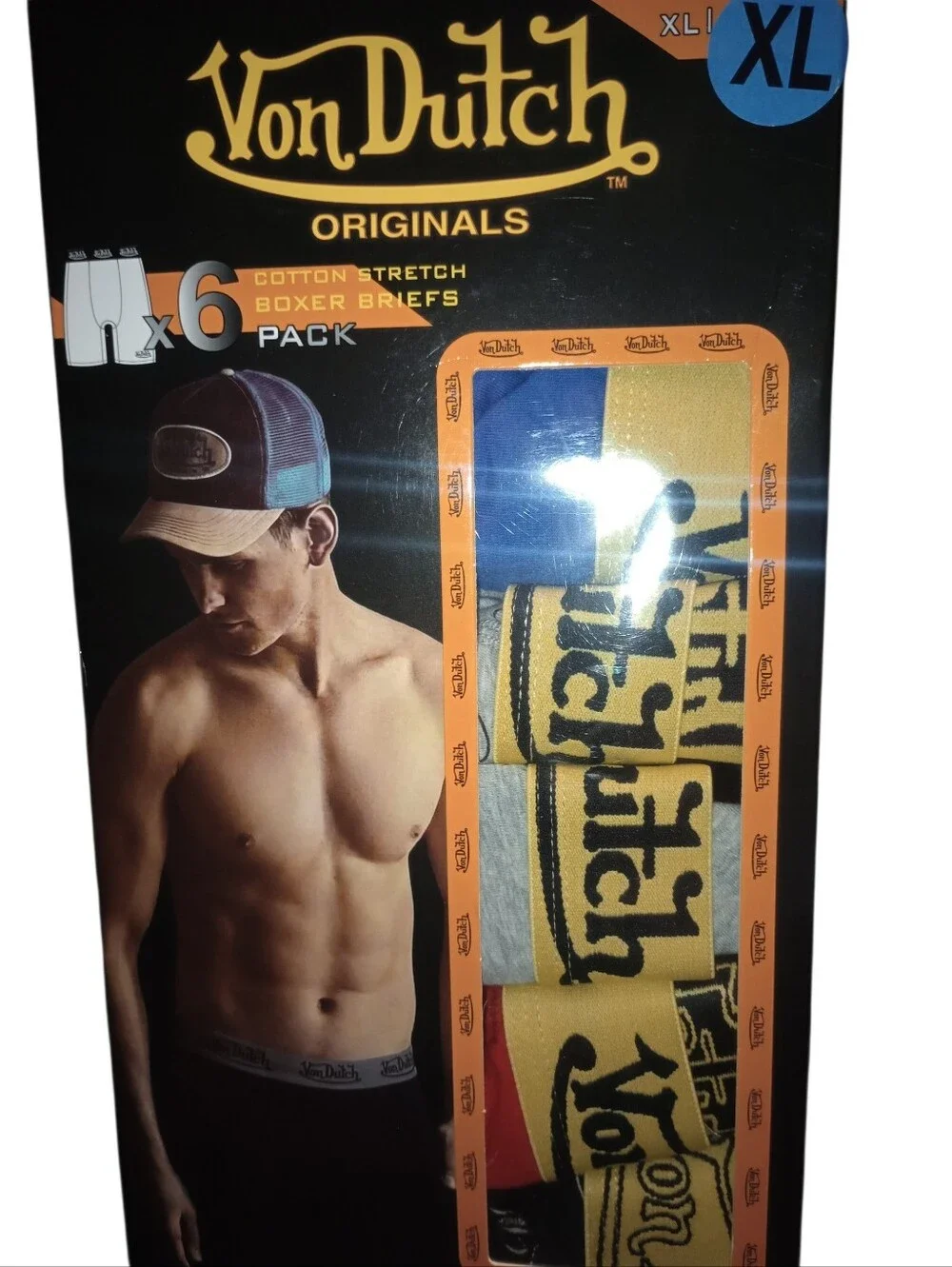 Von Dutch Cotton Boxer Brief 6-Pack, Size XL, New In Sealed Box, NWT